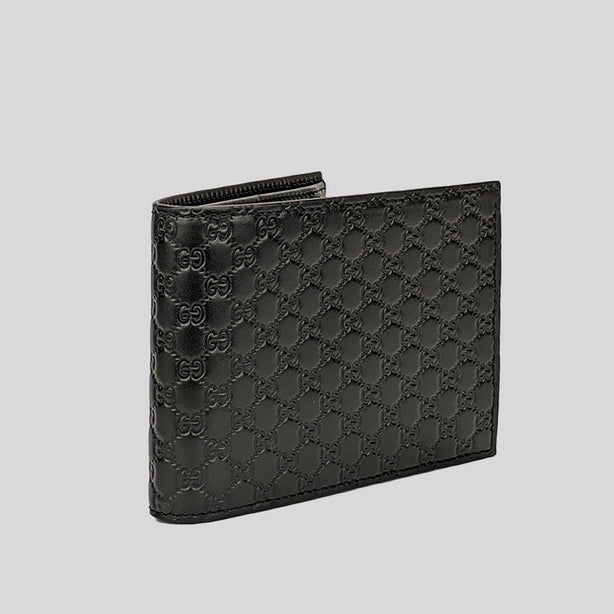 GUCCI Men's Microguccissima GG Logo Leather Bifold Wallet With ID Slot Black RS-217044