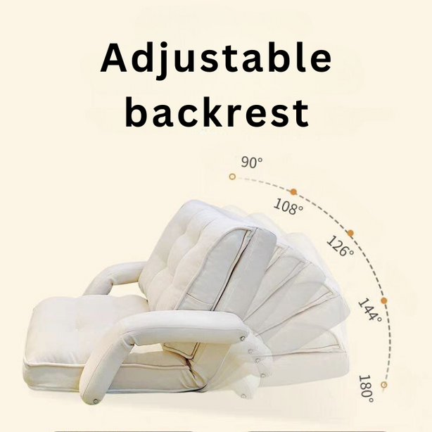 Folding Floor Armchair Sofa / Adjustable Back & Lumbar support - Grey