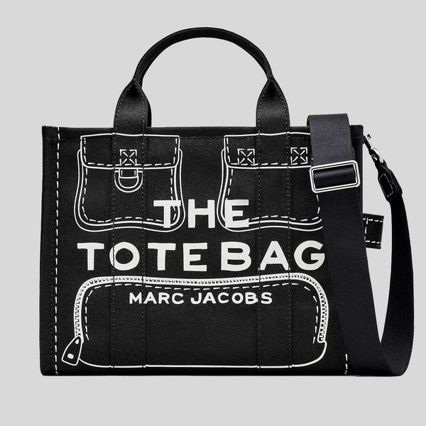 MARC JACOBS The Trompe L'oeil Cargo Canvas Medium Tote Bag Black