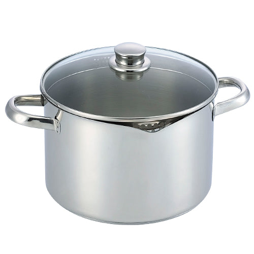 La gourmet Cook & Pour 24cm Stainless Steel Casserole with Glass Lid (Induction)