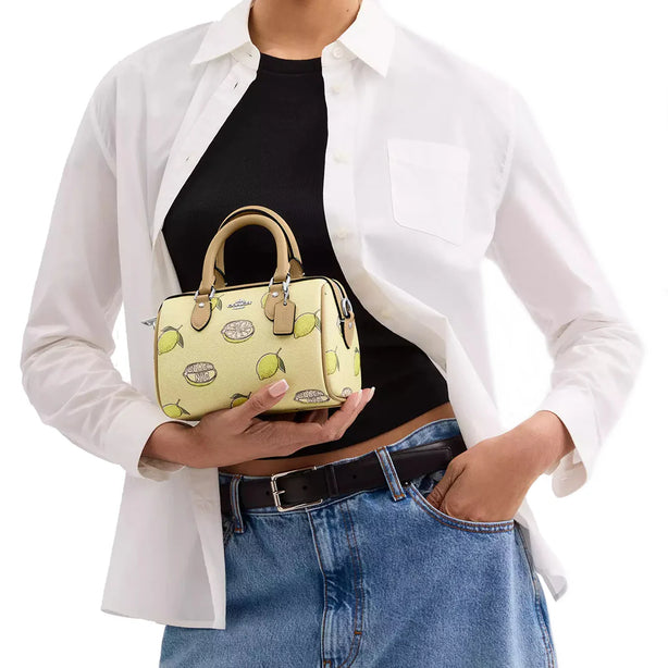 Coach Mini Rowan Crossbody Bag With Lemon Print - Garden Glade Multi CAL19