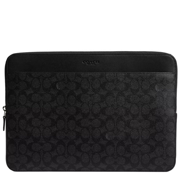 Coach Laptop Case In Signature Canvas in Charcoal/ Black CW378