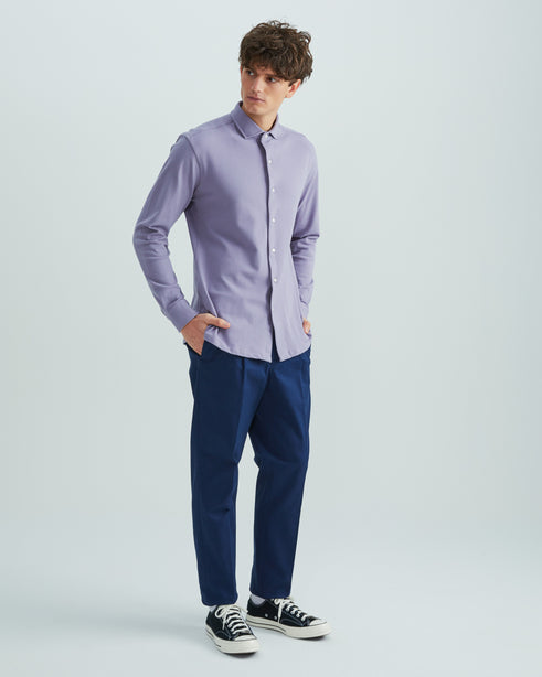 Highr, Purple Pique Jersey, Long Sleeve Shirt