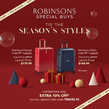 🌟 Set Sail in Style with Robinsons' Prestige & Classic Luggage Collection! 🌍✈️