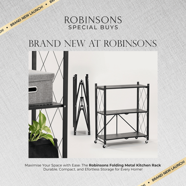 All-New Robinsons Folding Metal Kitchen Rack: Maximise Your Space with Ease