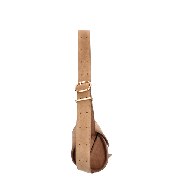 Cannolo Small Suede Shoulder Bags - Biscuit