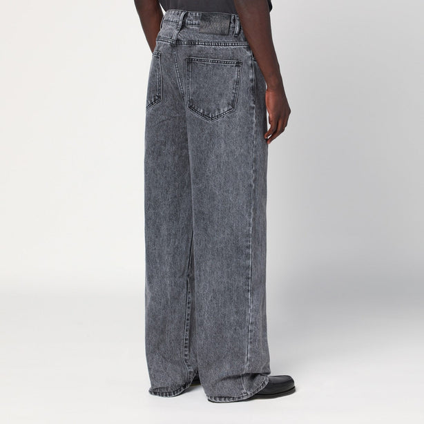 Wide Leg Black Washed Jeans
