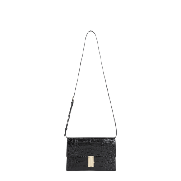 Mini Calf Leather Shoulder Bag - Black