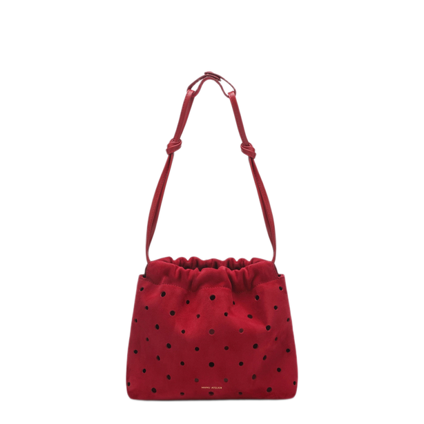 Romy Perforated Red Suede Pouch