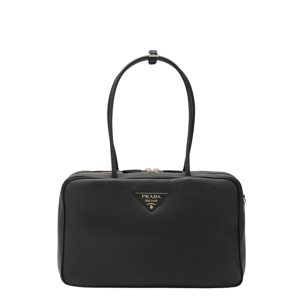 Large Leather Duffle Bag - Black
