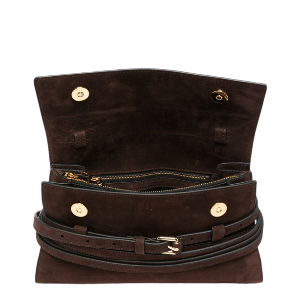 Calf Suede Crossbody - Brown