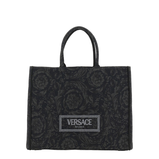 Barocco Large Nylon-Cotton Shopping Bag - Black