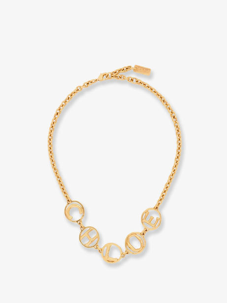Chloe' Brass Script Necklace - Vintage Gold