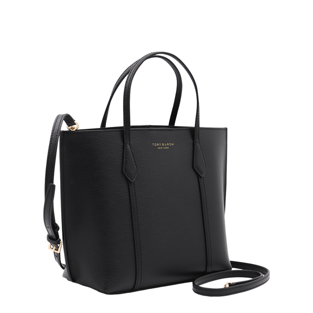 Perry Small Grained Leather Tote - Black
