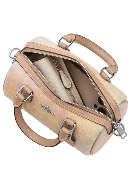 Coach Mini Rowan Crossbody Bag In Rainbow Signature Canvas - Sand/Multi