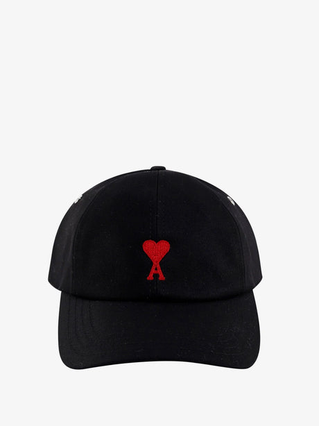 Ami Paris Cotton hat with embroidered logo on the front - Noir