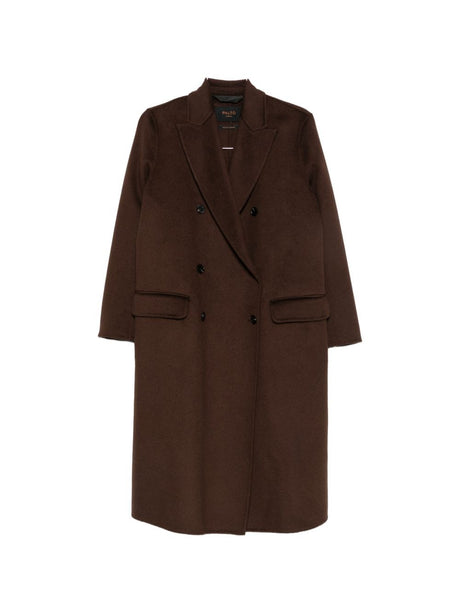 Brown Felted Texture Double Breasted Coat