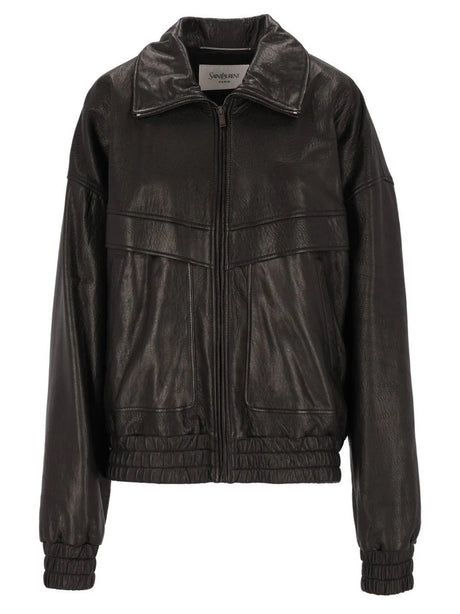 Saint Laurent Balloon Lambskin Jacket - Black