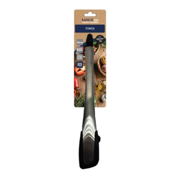 Safico Pro Stainless Steel Tong With Silicone Grip L32cm, BPA Free, Heat Resistant To 220°C