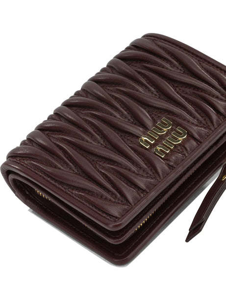 Miu Miu Quilted Nappa Leather Wallet - Bordeaux