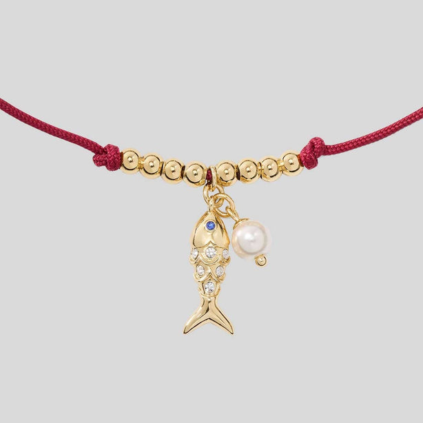 KATE SPADE Summer Daze Fish Cord Bracelet Red RS-KO883