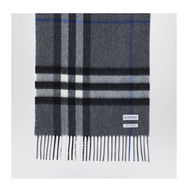 Check Cashmere Scarf In Marlborough Grey
