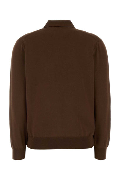 Brown Silk Blend Polo Shirt