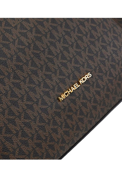Michael Kors Mina Large Signature Logo Chain Shoulder Bag - Brown