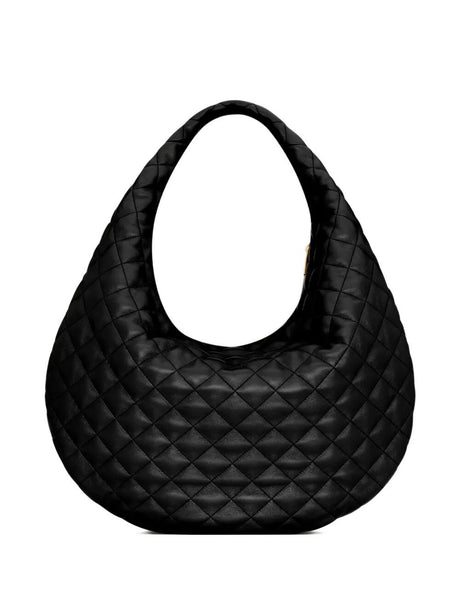 Saint Laurent ICARE Lambskin Hobo Bag - Black
