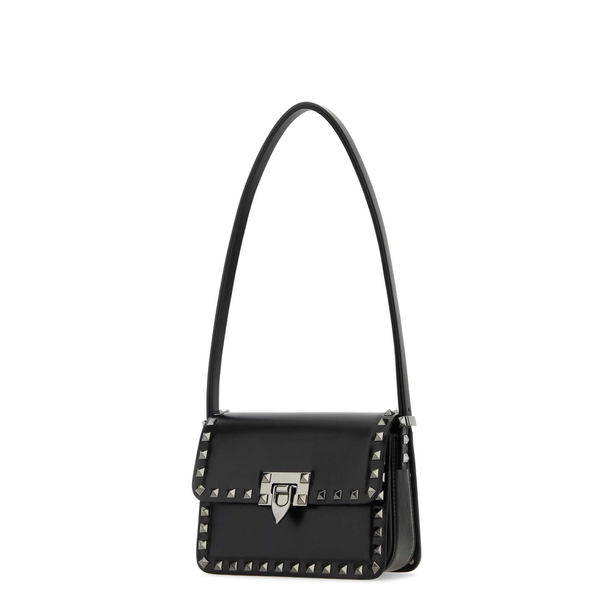 Rockstud Leather Shoulder Bag - Black