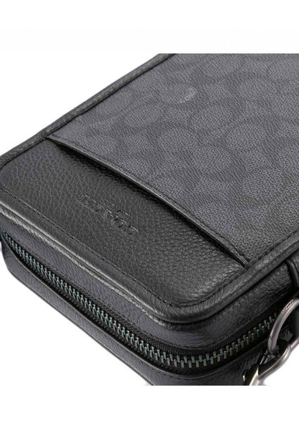Coach Mens Sullivan Crossbody In Signature Canvas - Charcoal Black