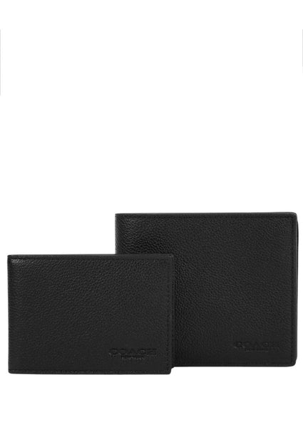Coach Mens Boxed 3-In-1 Wallet Gift Set - Black
