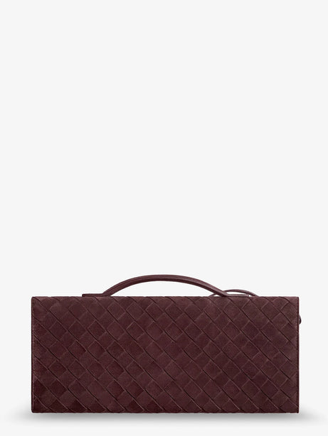 Bottega Veneta Andiamo Suede Clutch with Intrecciato pattern - Deep Mahogany-M B