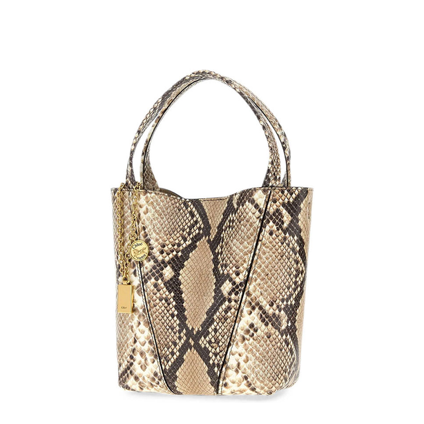Small Spin Tote Bag In Python-Effect Leather