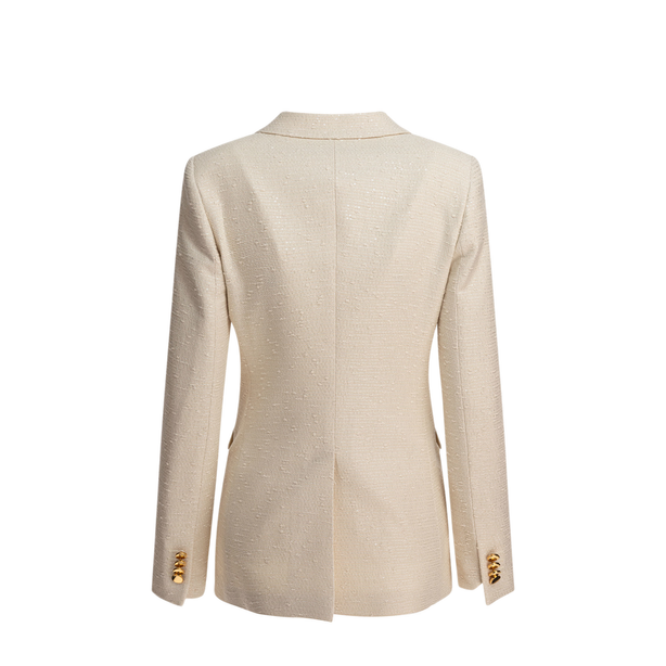 Double Breasted Wool Boucle Blazer