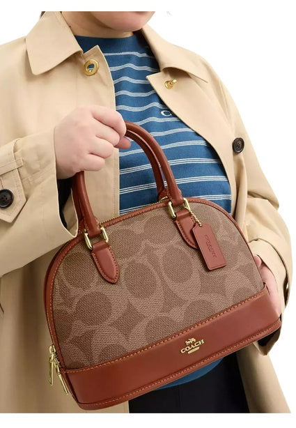 Coach Coach Sabrina Satchel Bag In Signature Canvas - Tan/Caramel