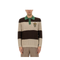 Knitted Cotton Polo Shirt with Brown and Beige Stripes
