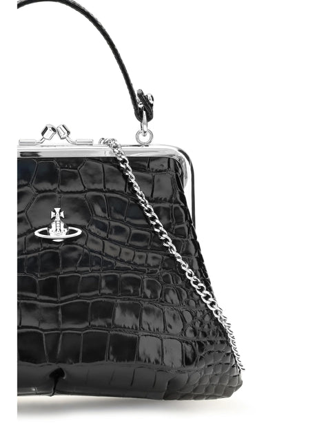 Vivienne Westwood Granny Frame crocodile effect Handbag - Black