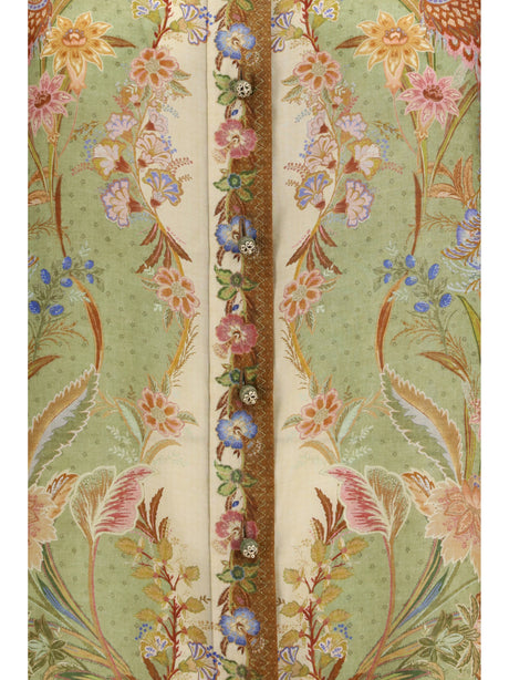 Zimmermann Indra Shirt - Khaki Scarf Floral
