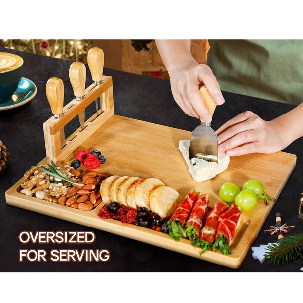 StitchesandTweed Functional Charcuterie Platter & Serving Tray for Cheese, Crackers