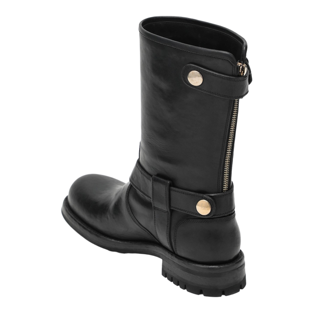 Black leather boot with buckles