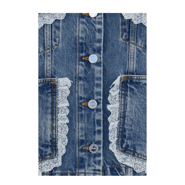 Rigid Denim Jacket With Lace Details