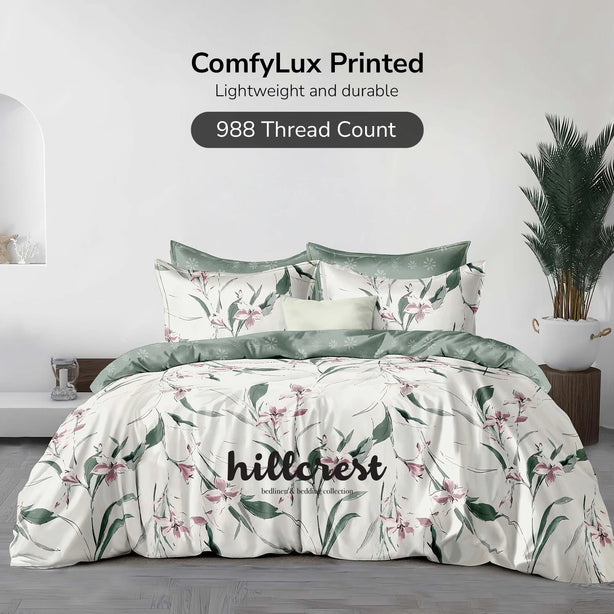 Hillcrest I 988TC ComfyLux I Printed Bedding Collection I Fitted Sheet Set I Summer Blanket