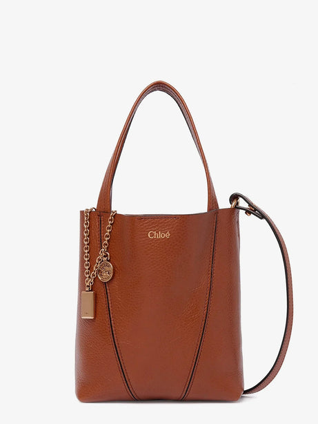 Chloe' Chloé Spin leather crossbody bag - Blushy Brown