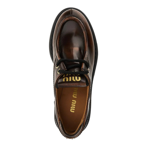 MIU MIU Fumé leather laced shoes