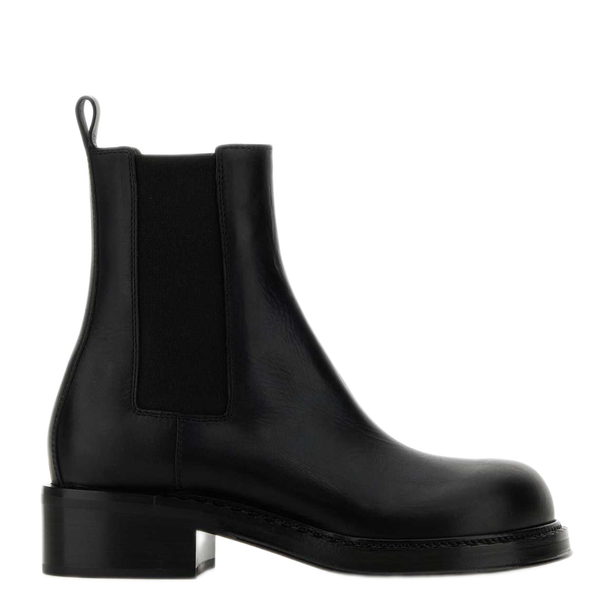 Black Leather Cliff Ankle Boots