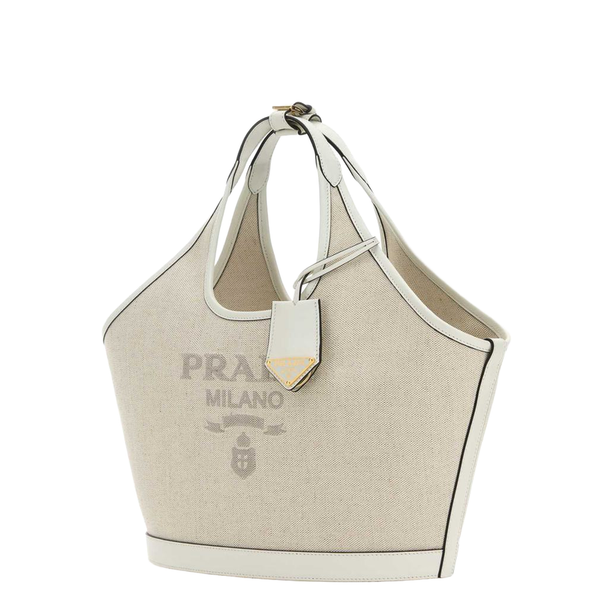 Medium Logo-Print Canvas Tote Bag - Naturale/Bianco