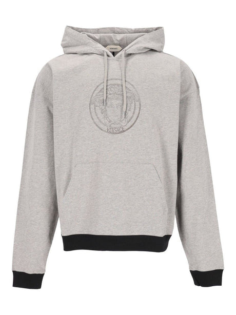 Versace Cotton Jersey Sweatshirt With Print - Grey