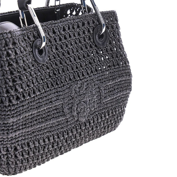 EMPORIO ARMANI Woven raffia small MyEA Bag