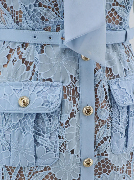 Self-Portrait Lace dress with belt - Blue